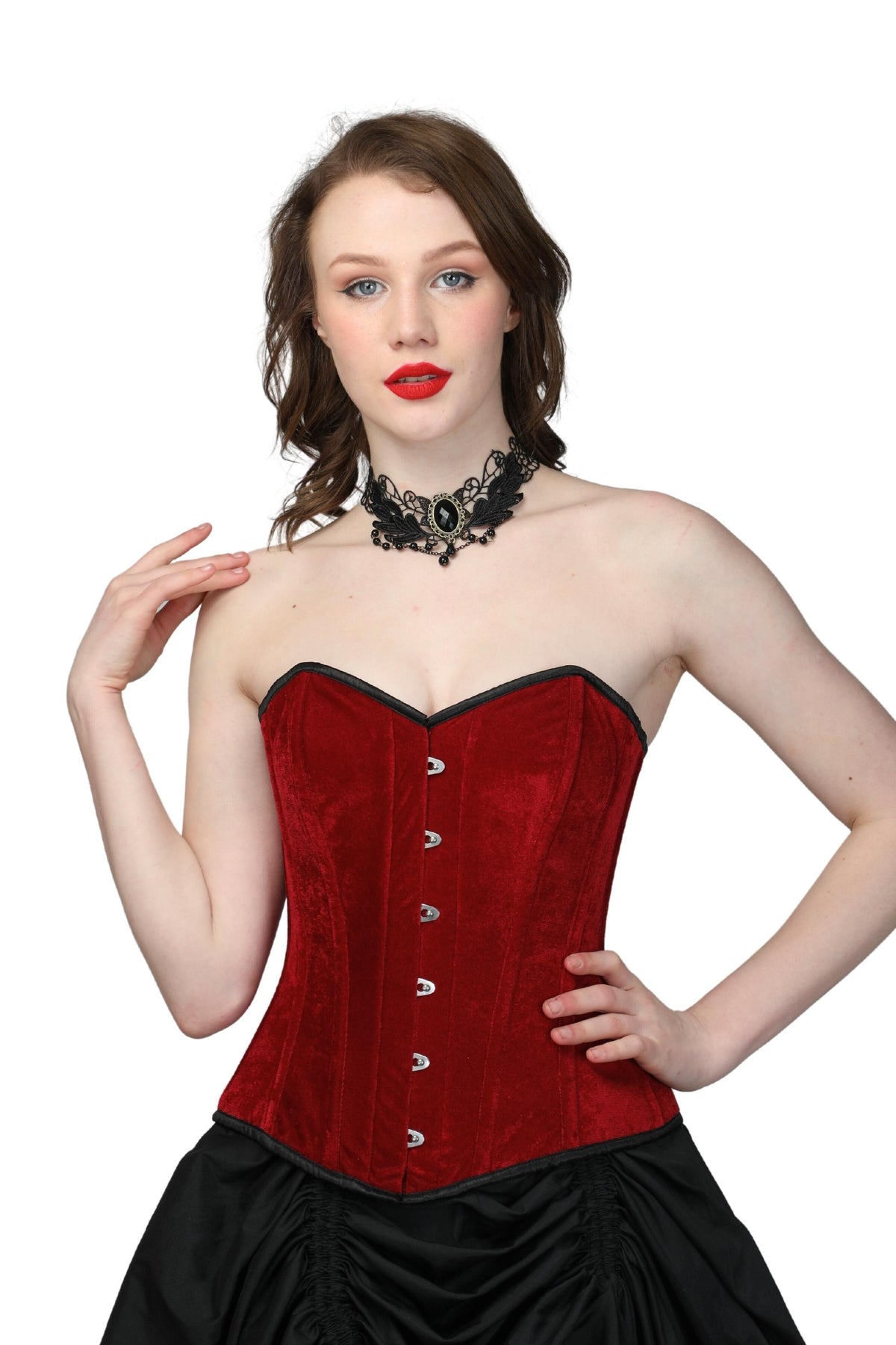 Royal Maroon Velvet Over Bust Corset