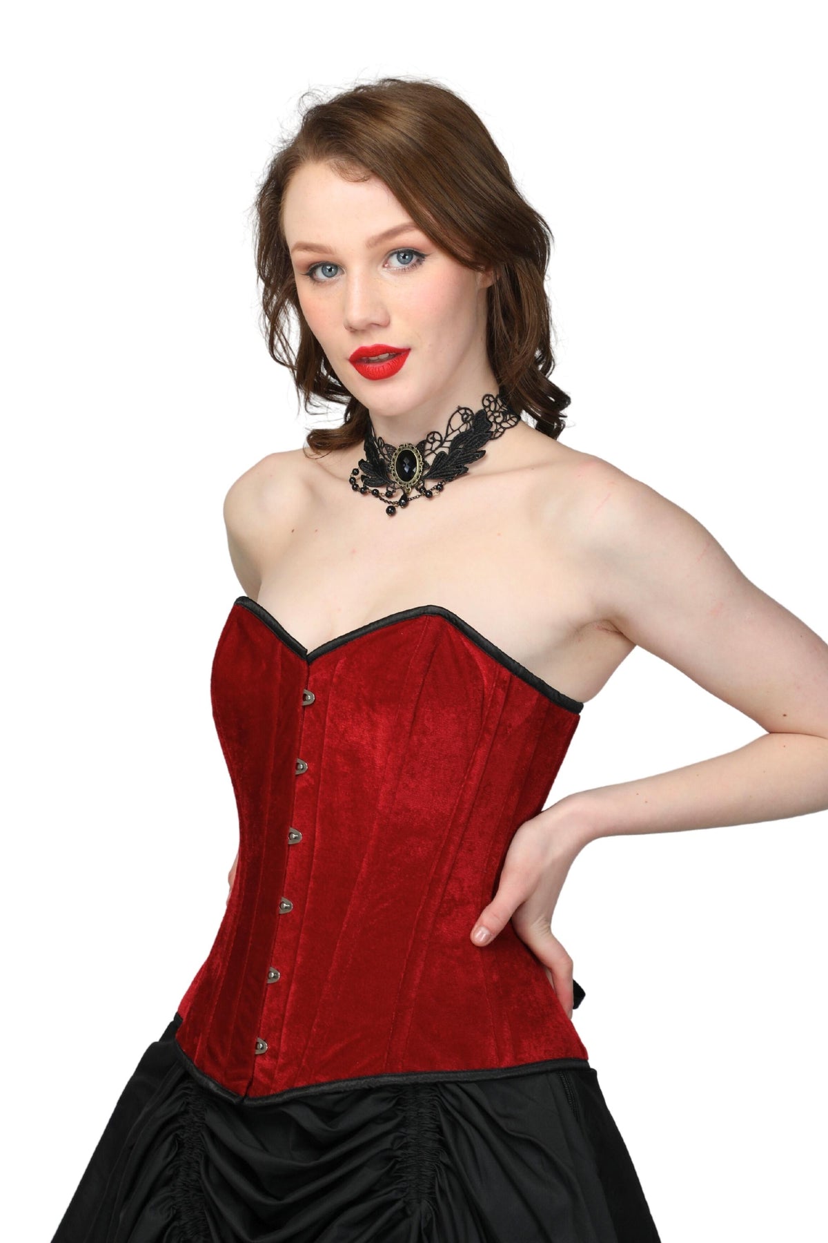 Royal Maroon Velvet Over Bust Corset
