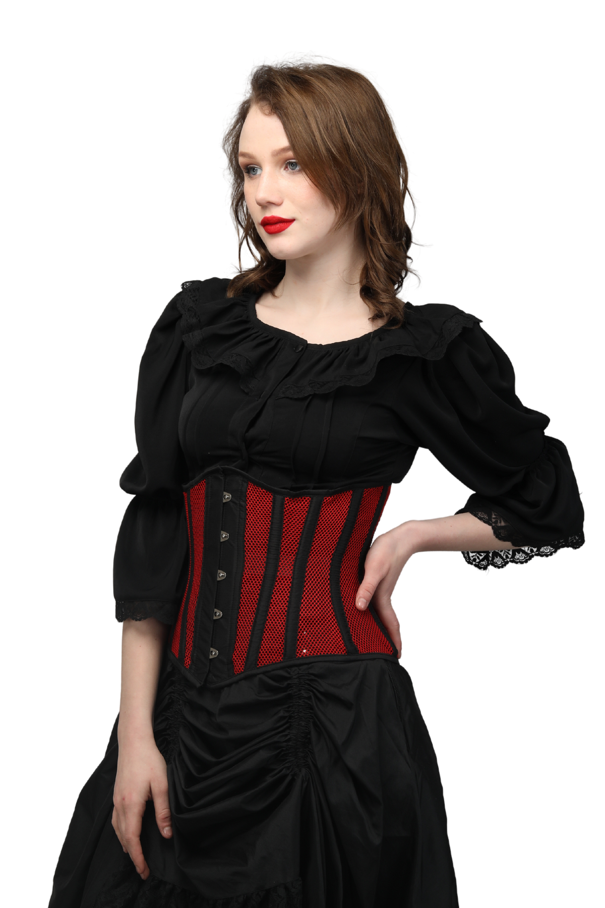 Goth Mesh Steel Boned Under Bust Corset/Waist Shaper