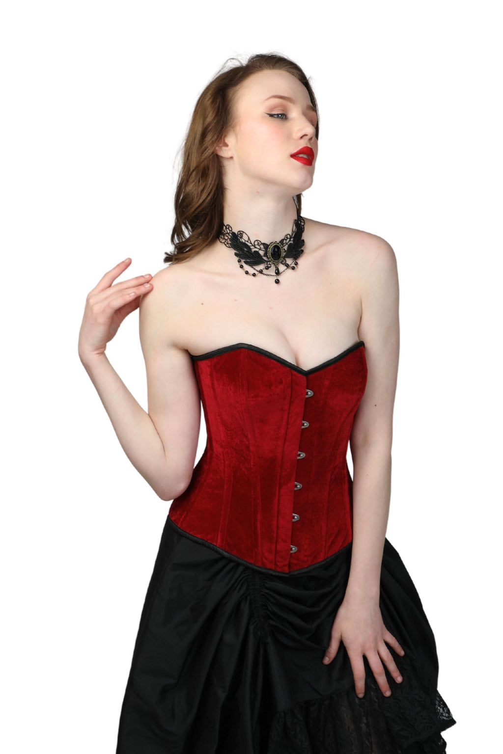 Royal Maroon Velvet Over Bust Corset