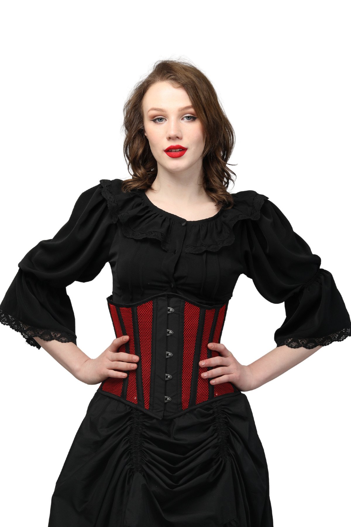 Goth Mesh Steel Boned Under Bust Corset/Waist Shaper