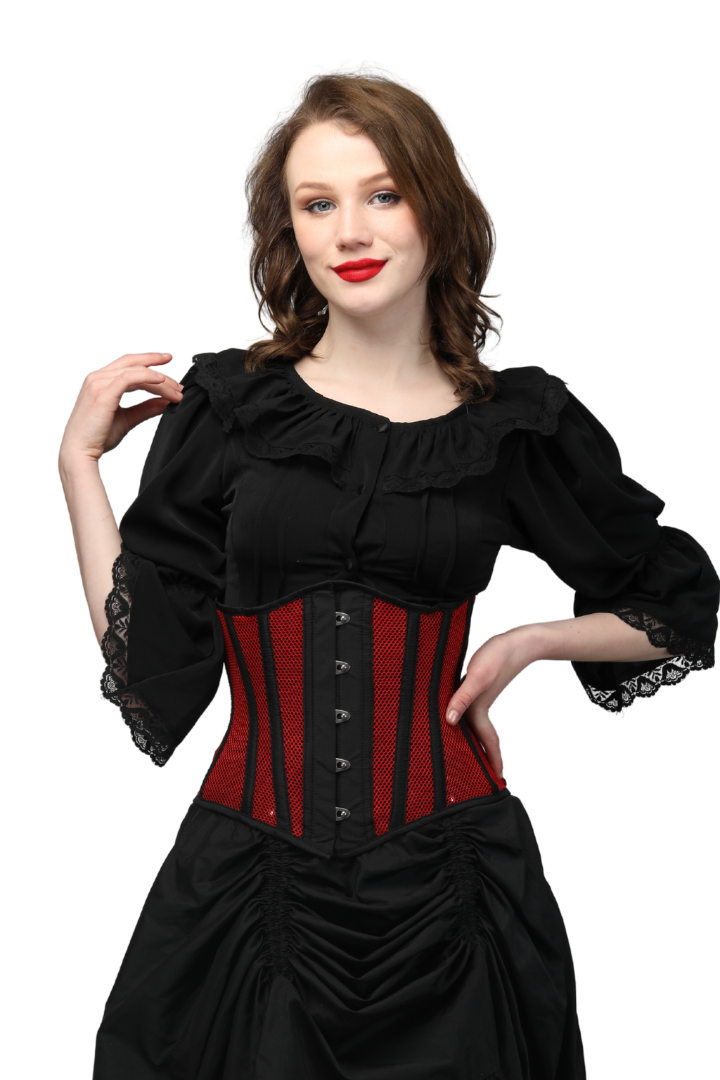 Goth Mesh Steel Boned Under Bust Corset/Waist Shaper