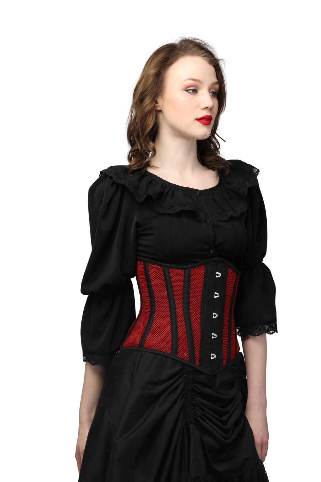 Goth Mesh Steel Boned Under Bust Corset/Waist Shaper