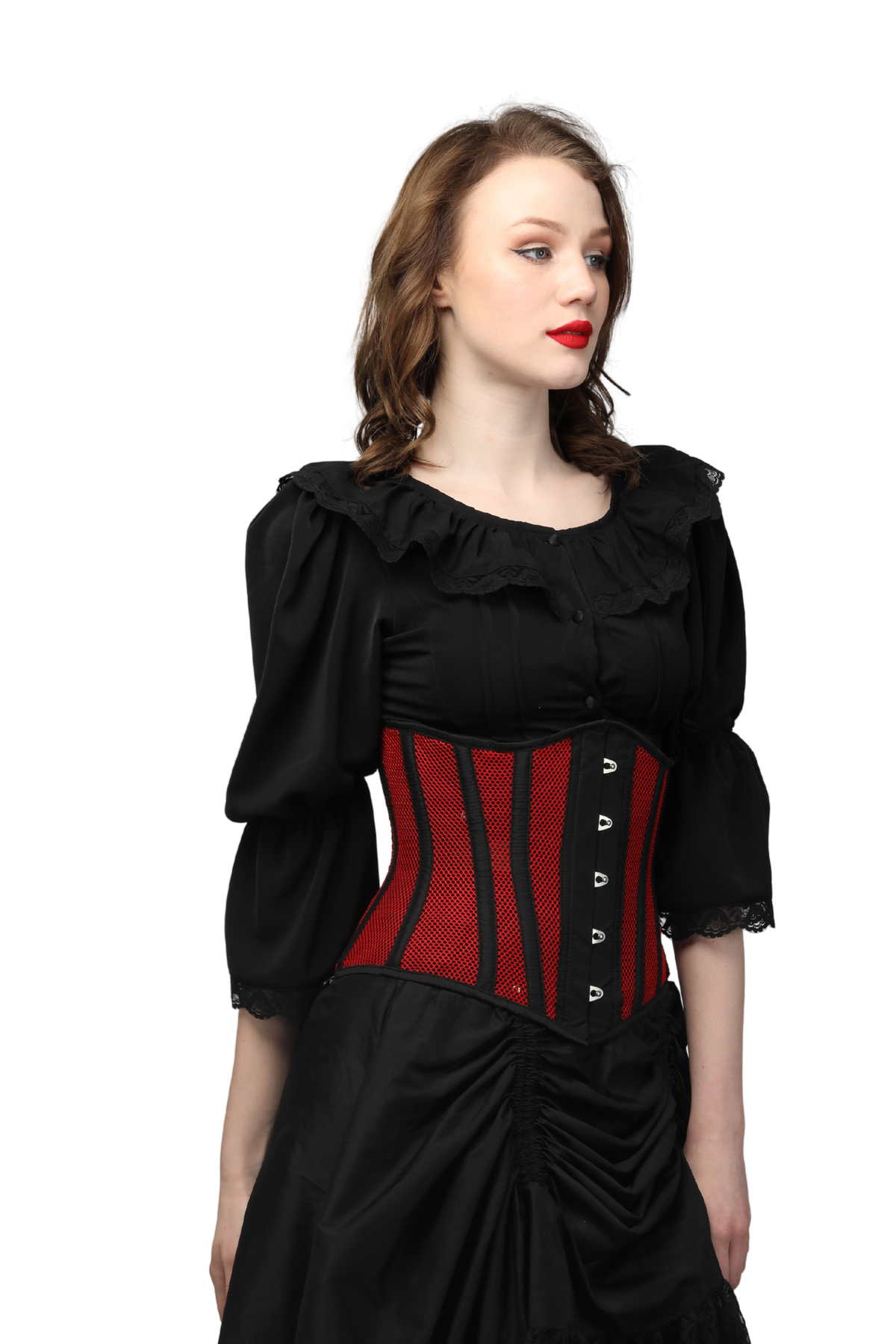 Goth Mesh Steel Boned Under Bust Corset/Waist Shaper