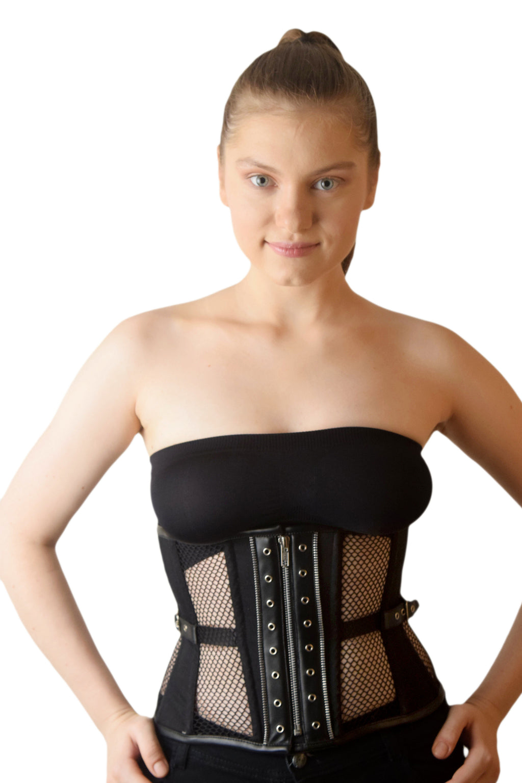 Goth Mesh Steel Boned Under Bust Corset/Waist Shaper